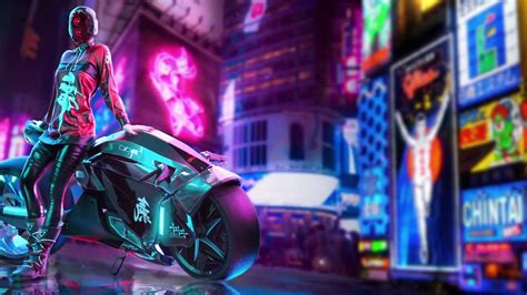 CYBERPUNK Neon BIKER Live Wallpaper