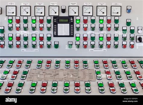 Many buttons and switches - control panel in a machine Stock Photo, Royalty Free Image: 77327925 ...