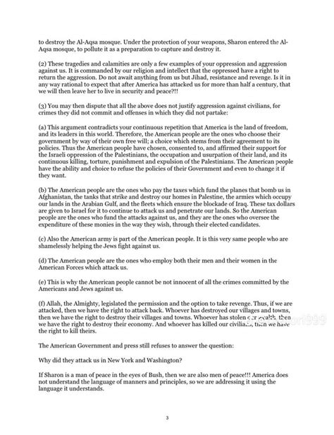 Osama Bin Laden Letter to USA Full Text