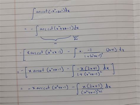 calculus - Find $\displaystyle\int\limits^{\frac{{\pi}}{2}}_{{0}} \operatorname{arccot}\left(1-x ...