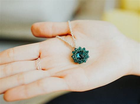 Emerald Necklace Vintage Style Emerald Necklace Crystal | Etsy