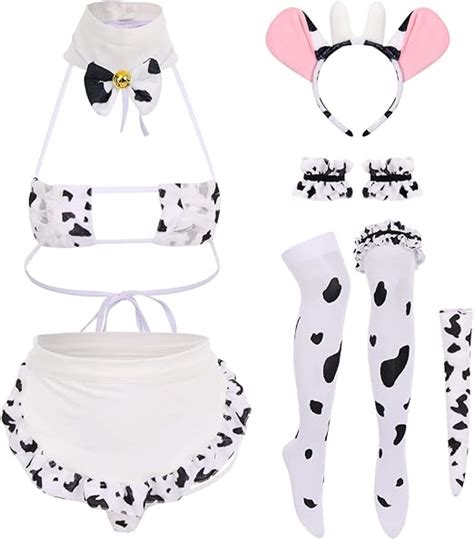 Womens Sexy Milk Cow Maid Lingerie Set Anime Lolita Japanese Cosplay ...