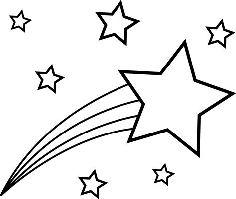 Shooting Star Colorable Line Art - Free Clip Art