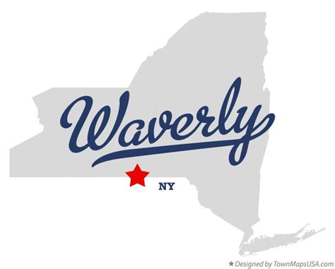 Map of Waverly, Tioga County, NY, New York