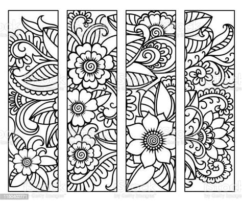 Bookmark for book - coloring. Set of black and white labels with... in ...