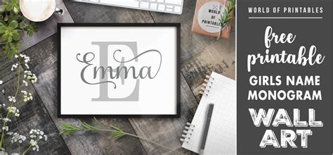 Free Printable Wall Art - Girls Name Monogram Nursery Art Print - World of Printables