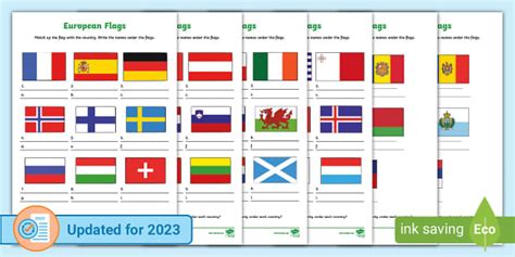 European Flags Quiz Worksheets (teacher made) - Twinkl