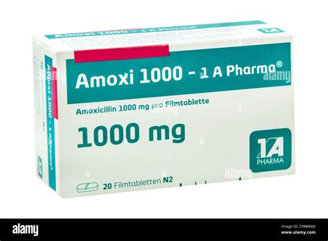 German Antibiotikum Amoxi 1000 mg isolated on white background Stock Photo - Alamy