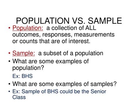 PPT - POPULATION VS. SAMPLE PowerPoint Presentation, free download - ID:9726594