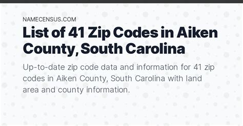 Aiken County Zip Codes | List of 41 Zip Codes in Aiken County, South ...