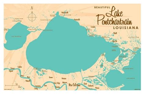 Lake Pontchartrain LA Map Print