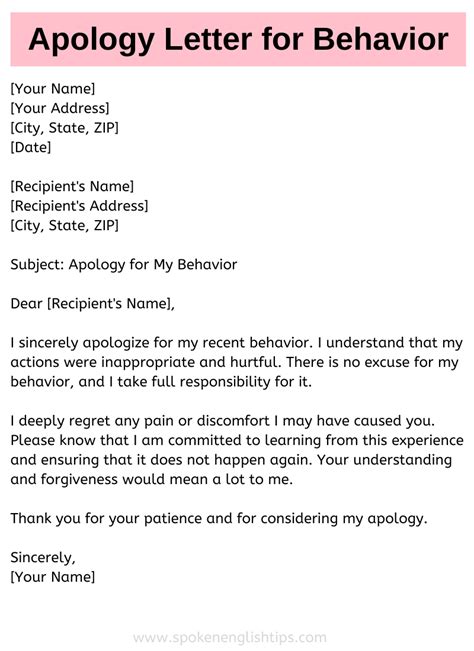 Sample Of An Apology Letter For Bad Behavior, Example Letters, Guides, And Samples ( January 2025)