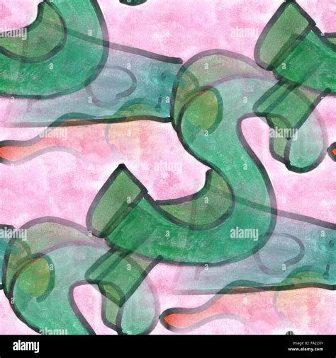 Seamless dollar money currency pink green abstract art watercolor handmade wallpaper texture ...