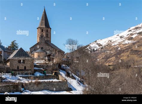 Snowy mountain village landscape Stock Photo - Alamy