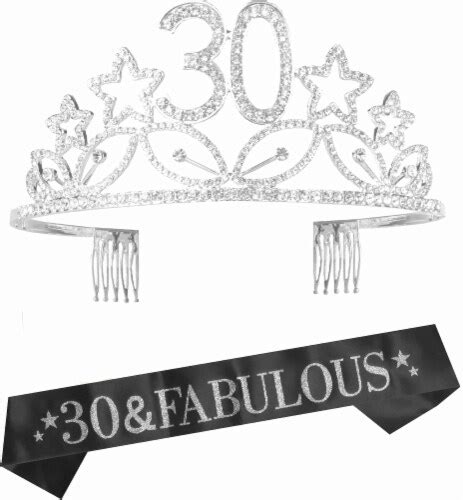 30th Birthday Sash & Tiara Set for Women - Glitter Sash & Rhinestone ...