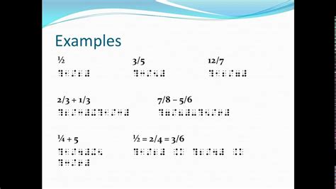 Nemeth Braille Code Part 10 - Simple Fractions - YouTube