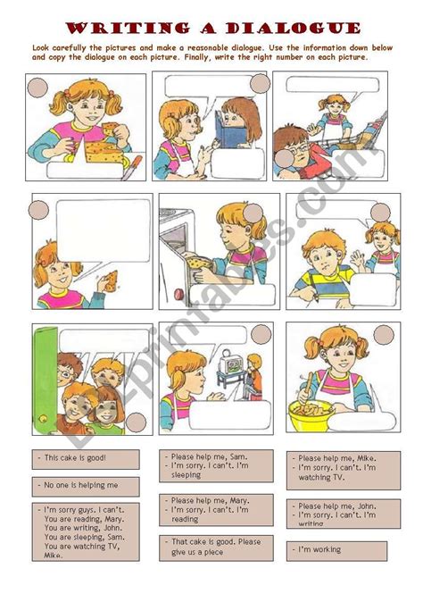 Writing a dialogue - ESL worksheet by Salva1964