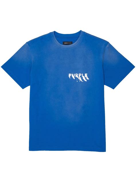 Purple Brand logo-print Cotton T-shirt | Blue | FARFETCH