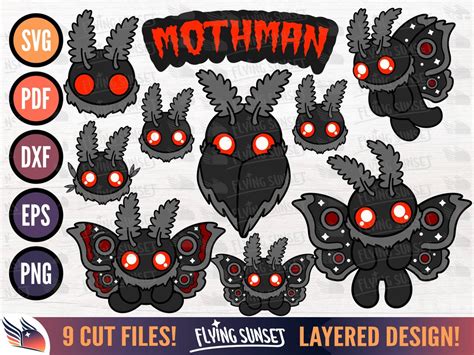 Cute Mothman Cryptid SVG, Mothman Clipart Cut Files, Kawaii Cricut PNG, Spooky Urban Monster ...