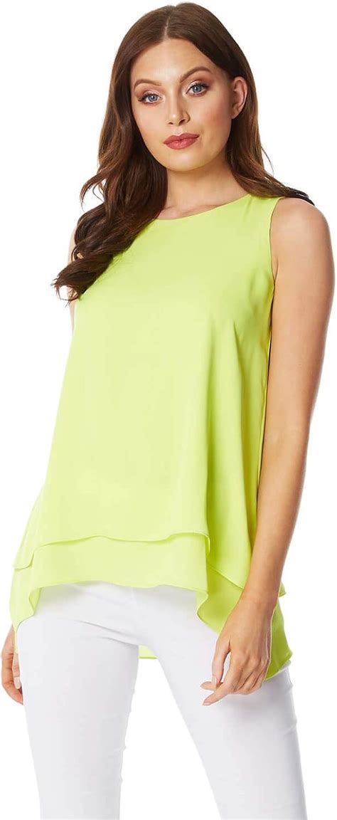 Roman Originals Women Sleeveless Chiffon Overlay Top - Ladies Everyday Smart Casual Holiday ...