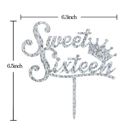 Sweet 16 Cake Topper - Silver Crown Sweet Sixteen Cake Topper - 16th Birthday Party Decorations ...