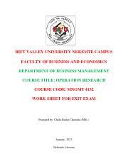 Operations research Work Sheet docx.pdf - RIFT VALLEY UNIVERSITY ...