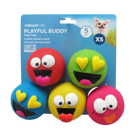 Vibrant Life 5pk EMOTICON LATEX DOG TOY - Walmart.com