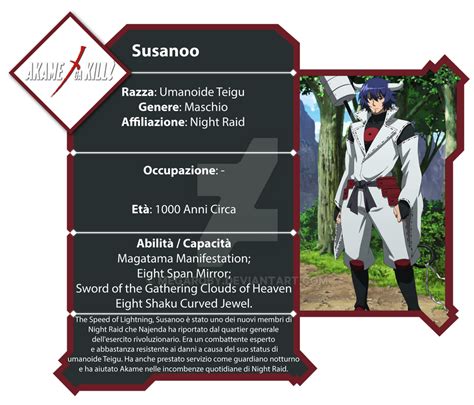 Susanoo Character Card - Akame Ga Kill by MegaRoby on DeviantArt