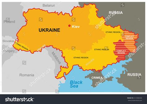 Divided Ukraine Map Conflict Region Ethnic Stock Vector 212308330 - Shutterstock