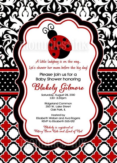 Preppy Ladybug Baby Shower Invitation Pink or Red by MommiesInk ...