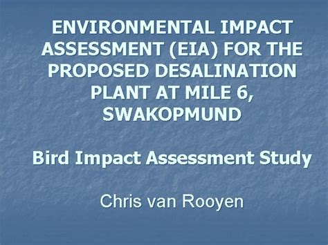 ENVIRONMENTAL IMPACT ASSESSMENT EIA FOR THE PROPOSED DESALINATION