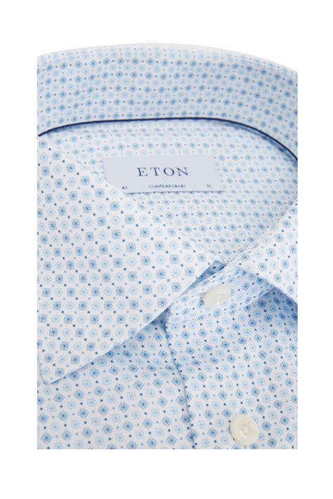 Eton - Light Blue Medallion Print Dress Shirt | Mitchell Stores