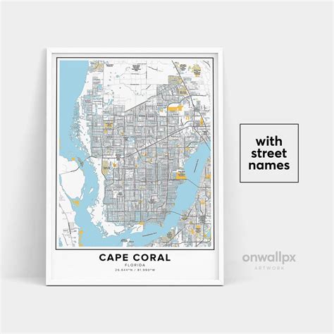 Cape Coral Map Print, Street Names Cape Coral Print, Printable Map of ...