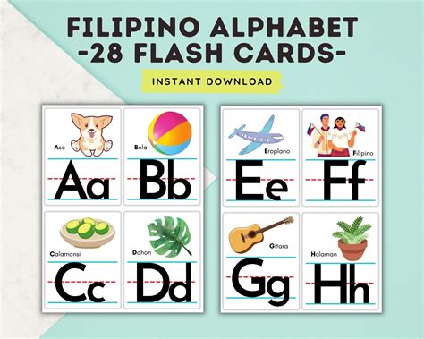 Filipino Alphabet With Numbers Flashcards Filipino Flashcards Printable Filipino Flashcards ...