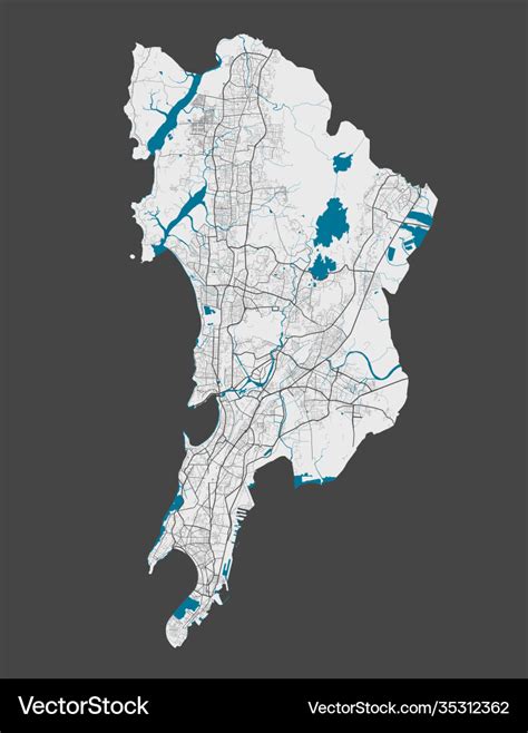 Detailed map mumbai city cityscape royalty Vector Image