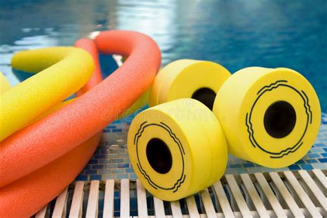 Water aerobics equipment stock photo. Image of poolside - 9308292