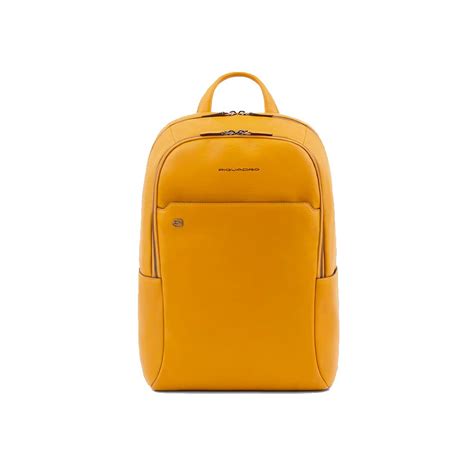 Leather backpack, Piquadro, model CA4762B3/G, in mustard color