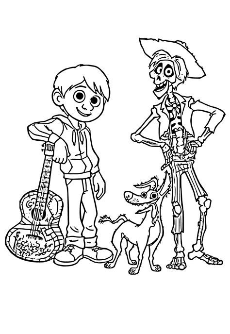 Free Printable Coco Characters Coloring Page for Adults and Kids - Lystok.com