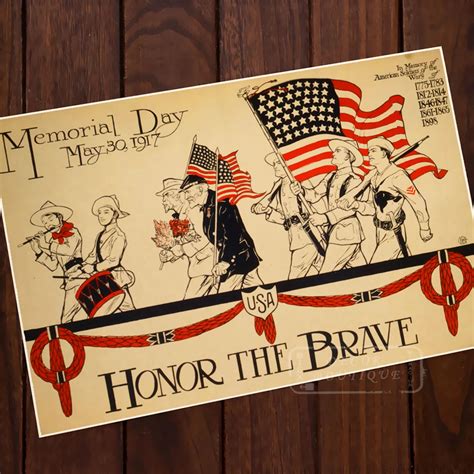 Memorial Day 1917 History WWI WW1 Propaganda Poster Vintage Retro Canvas Painting DIY Wall ...