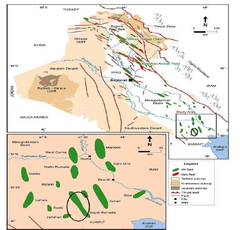 Geographical Location of South Rumaila Oil Field, Southern of Iraq ...