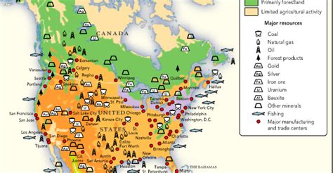 North America Natural Resources Map