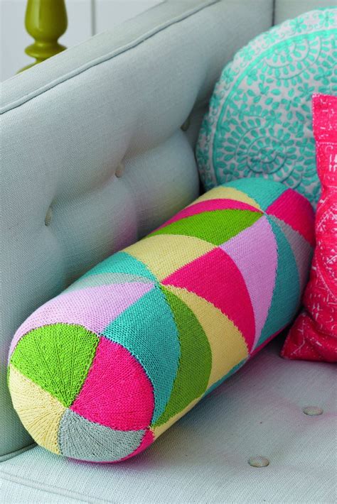 Geometric Bolster Cushion Cover Knitting Pattern | The Knitting Network