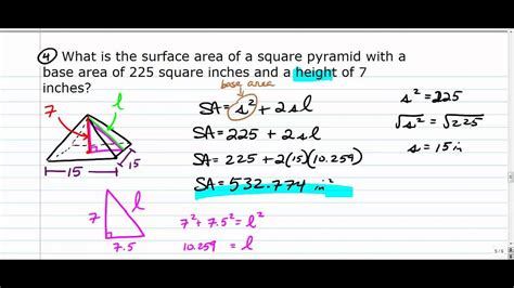 Surface Area of Square-Based Pyramids - YouTube