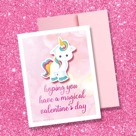 Free Printable Unicorn Valentine's Day Card