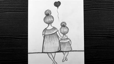 mother daughter pencil drawings - darkDisneyArtDrawings