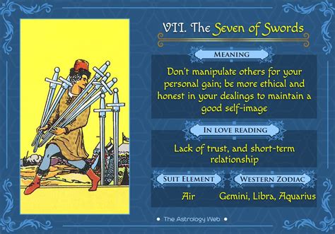 The Seven of Swords Tarot | The Astrology Web | Swords tarot, Tarot ...