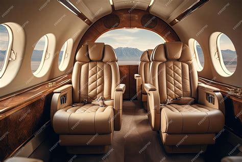 Premium Photo | Private jet interior view with leather seats and tan ...