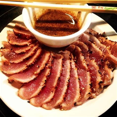 Seared sashimi grade tuna with a ginger/sesame crust. Wasa… | Flickr