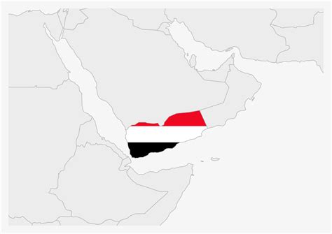 Yemen map highlighted in Yemen flag colors 12897843 Vector Art at Vecteezy