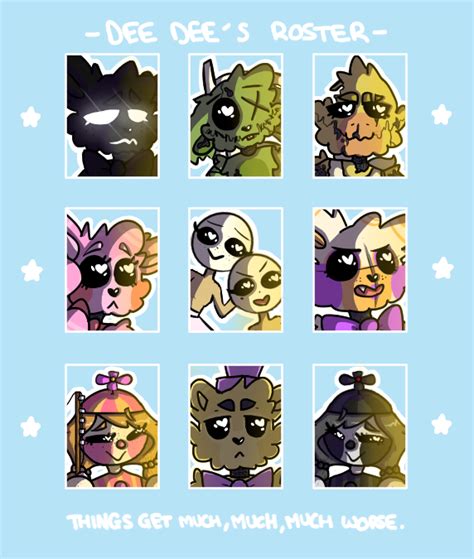 -Dee Dee's Roster- [UCN] by PR3C1S10N-x on DeviantArt in 2022 | Fnaf, Deviantart, Mario characters